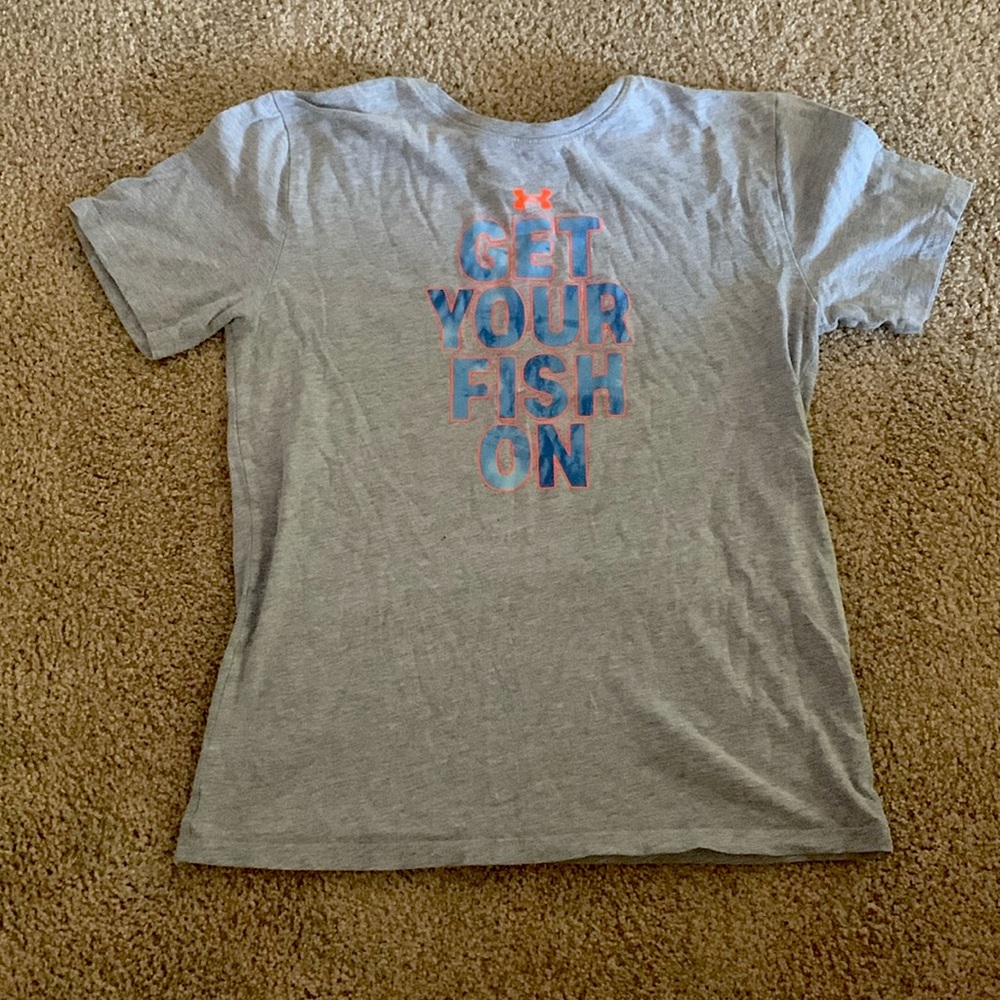 An Under Armour, youth large T-shirt.